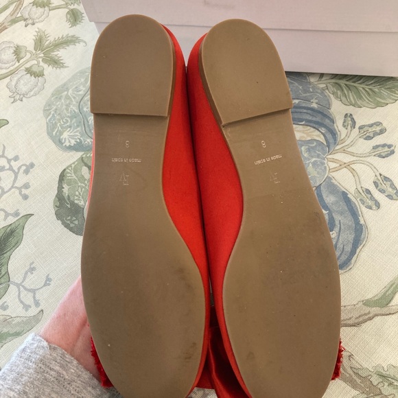 SOLD: Frances Valentine Frances 2 Red Satin Flats - Picture 4 of 12